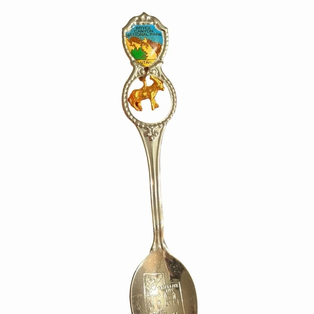 Vintage Bryce Canyon National Park Utah Souvenir Spoon Goat Charm Silver Tone